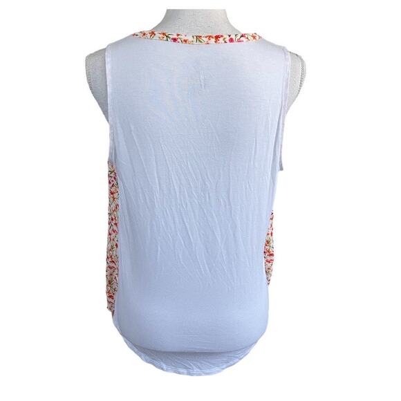 NY & Co. Orange Pink White Floral Sleeveless Tank Medium - Picture 2 of 3